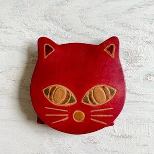 Red and Brown Cat Face Coin Purse